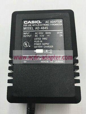 NEW CASIO Adaptor AD-4845 4.5V 2A 25W Adapter for TESTED Electronic Typewriter